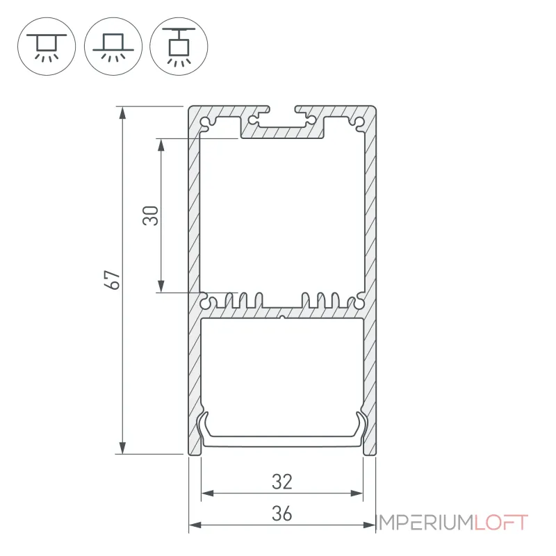 Arlight Профиль с экраном SL-LINE-3667-2500 WHITE+OPAL Алюминий 036303