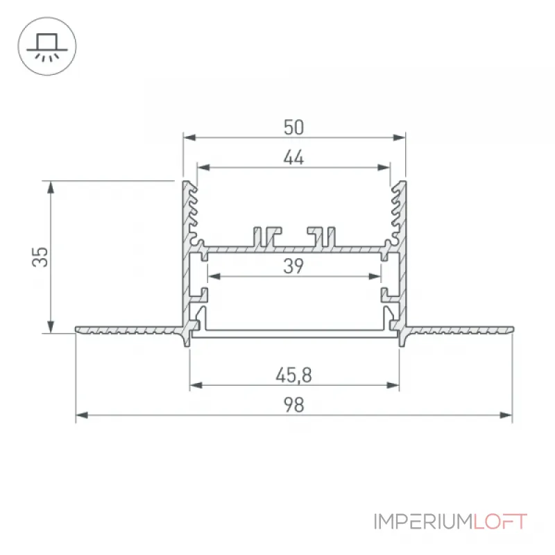 Arlight Профиль SL-LINIA45-FANTOM-2000 ANOD Алюминий 027160