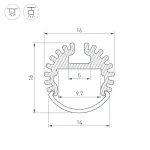 Arlight Профиль ARH-ROUND-D16-2000 ANOD Алюминий 039217