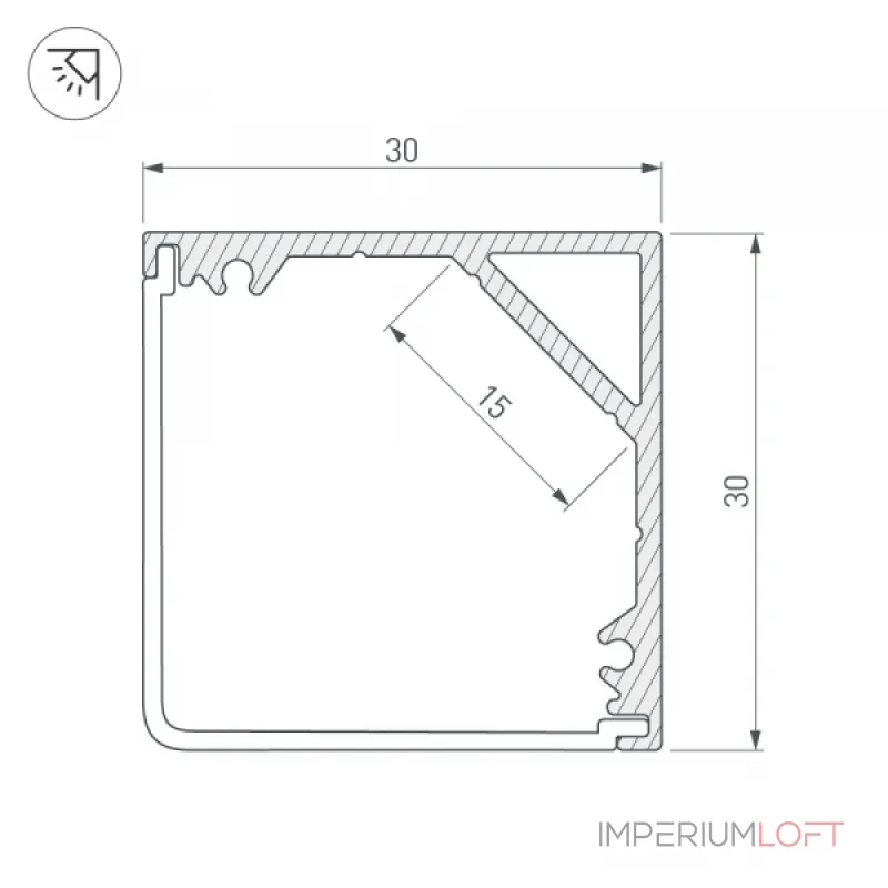 Arlight Профиль SL-KANT-H30-3000 ANOD Алюминий 046182