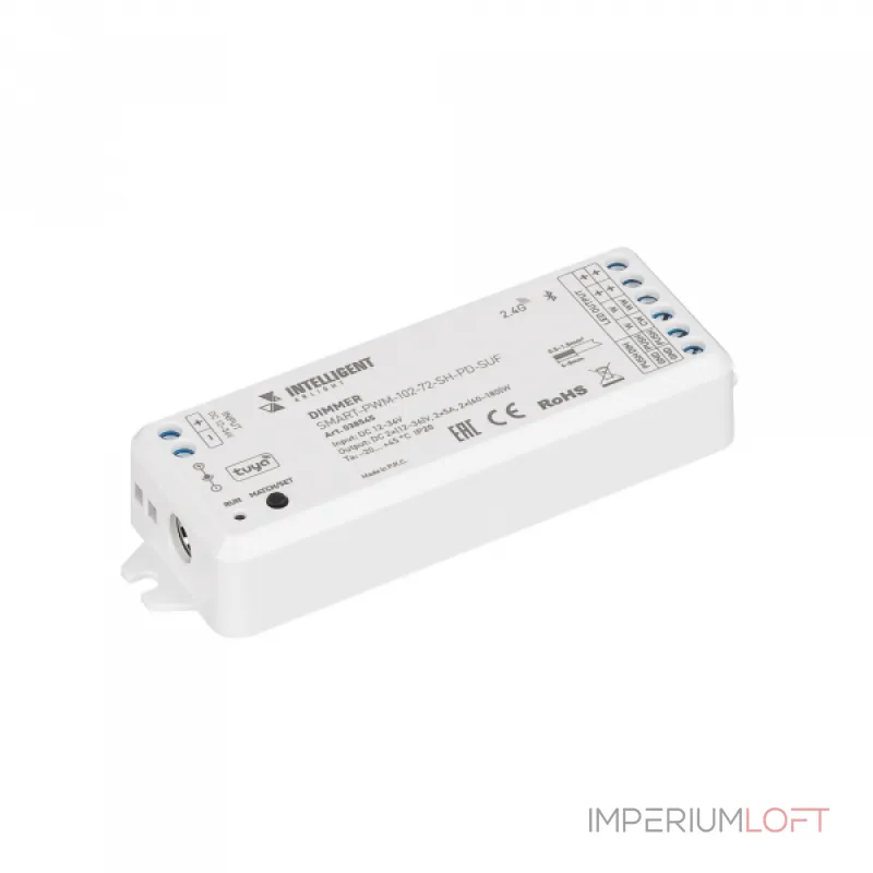 Arlight INTELLIGENT Диммер SMART-PWM-102-72-SH-PD-SUF 12-36В 2x5A TUYA BLE 2.4G IARL IP20 038545