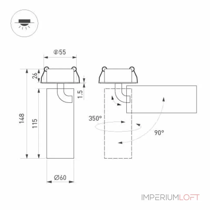 Светильник SP-GABI-BUILT-FLAP-R60-12Вт Warm3000 WH 36 deg 230В Arlight IP40 049936