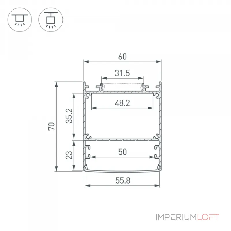 Профиль LINE-6070-2000 ANOD Arlight Алюминий 046401