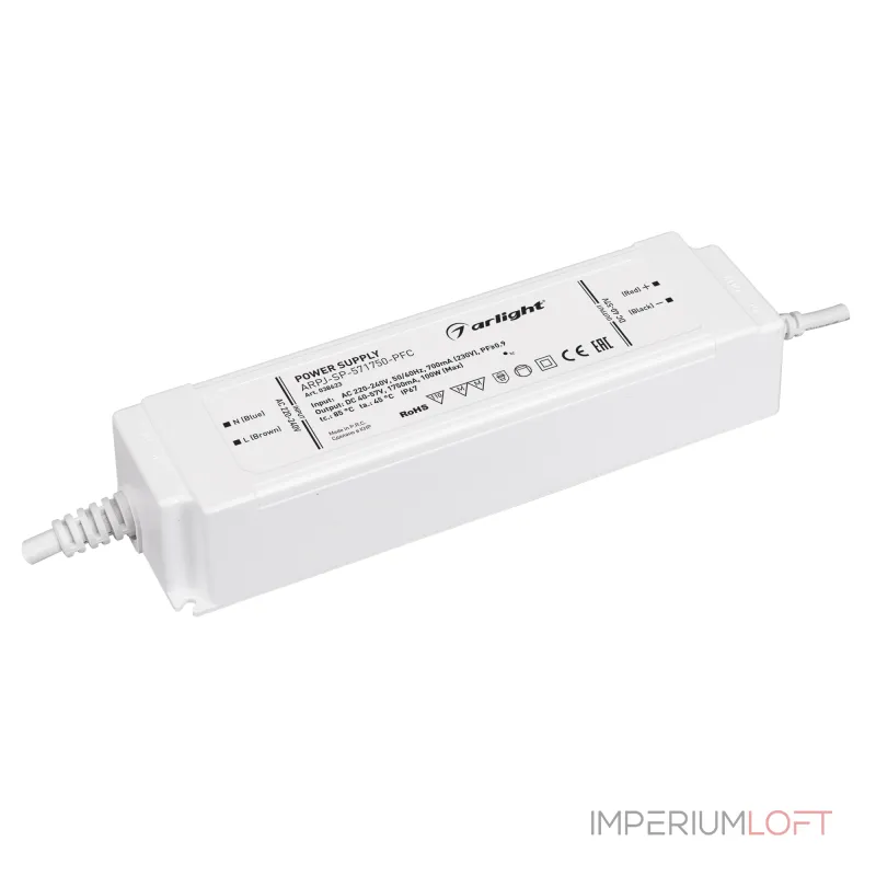 Arlight Блок питания ARPJ-SP-571750-PFC 100Вт 40-57В 1.75A IP67 038623 Arlight Блок питания ARPJ-SP-571750-PFC 100Вт 40-57В 1.75A IP67 038623
