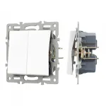 Механизм выключателя двухклавишный непроходной SWT-MK02-PL-WH 250В 16A Arlight 043724