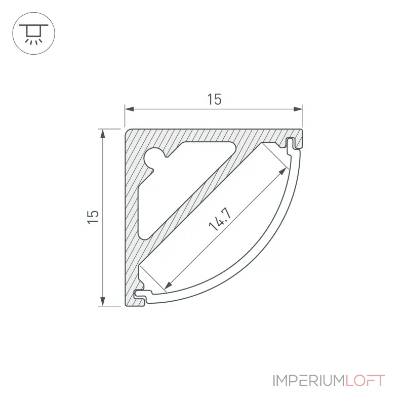Arlight Профиль SL-KANT-H15-2000 ANOD Алюминий 019327