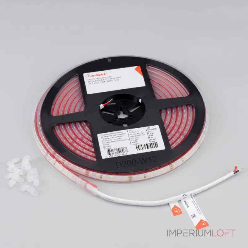 Arlight Светодиодная лента герметичная RTW-PFS-A120-11mm 24В Warm3000 9.6 В/м IP68 2835 5м 033786 Arlight Светодиодная лента герметичная RTW-PFS-A120-11mm 24В Warm3000 9.6 В/м IP68 2835 5м 033786
