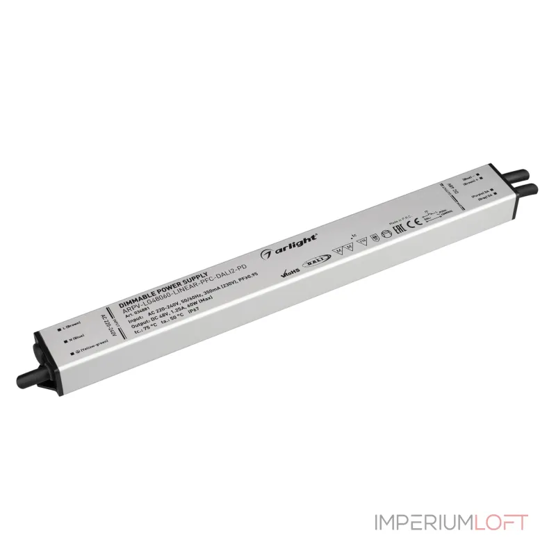 Arlight Блок питания ARPV-LG48060-LINEAR-PFC-DALI2-PD 48В 1.25A 60Вт IP67 034881 Arlight Блок питания ARPV-LG48060-LINEAR-PFC-DALI2-PD 48В 1.25A 60Вт IP67 034881