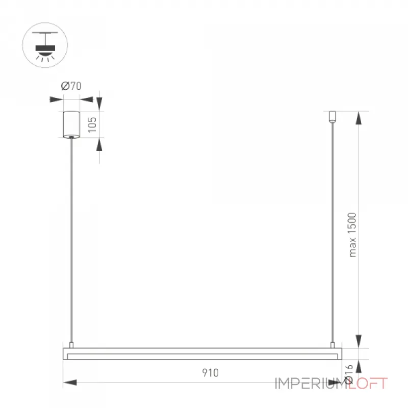 Arlight Светильник SP-UMBRA-HANG-H-L900-15Вт Warm3000 GD 120 deg 230В IP20 036945