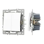 Механизм выключателя двухклавишный непроходной SWT-MK02-PL-WH 250В 16A Arlight 043724