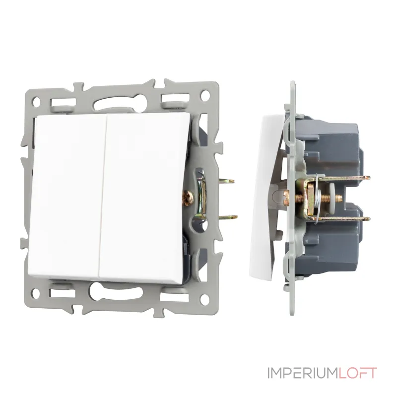 Механизм выключателя двухклавишный непроходной SWT-MK02-PL-WH 250В 16A Arlight 043724 Механизм выключателя двухклавишный непроходной SWT-MK02-PL-WH 250В 16A Arlight 043724