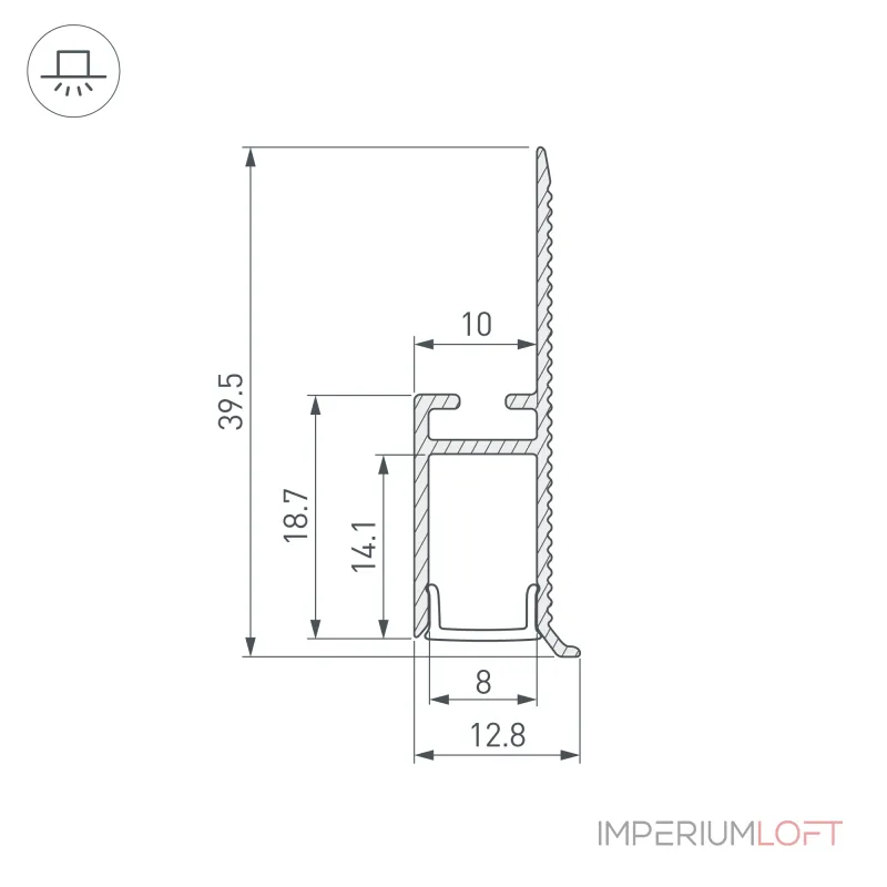 Профиль WALL-FANTOM-BENT-W10-SIDE-2000 ANOD Arlight Алюминий 043694(1)
