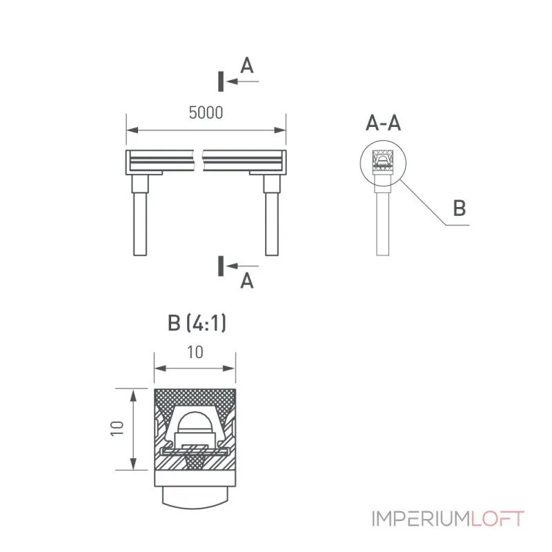 Грейзер THOR-TOP-B70-10x10mm 24В Warm2700 15 В/м IP67 5м Arlight 36 042072