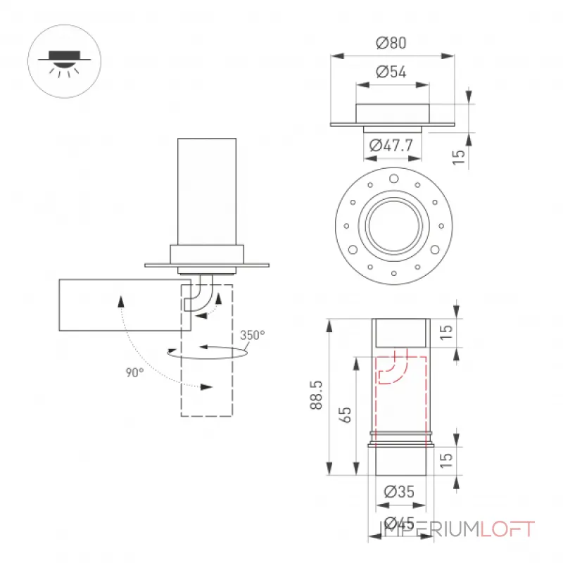 Светильник SP-NUANCE-TRIMLESS-PULL-R35-7Вт Day4000 WH 36 deg 230В Arlight IP40 049908