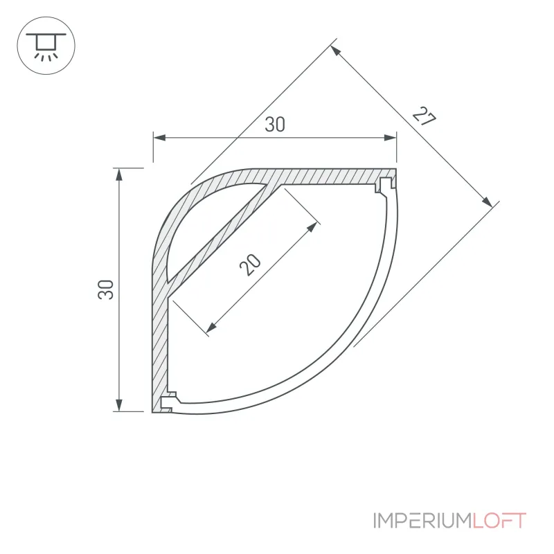 Arlight Профиль с экраном ARH-KANT-H30-2000 ANOD+OPAL Алюминий 036771