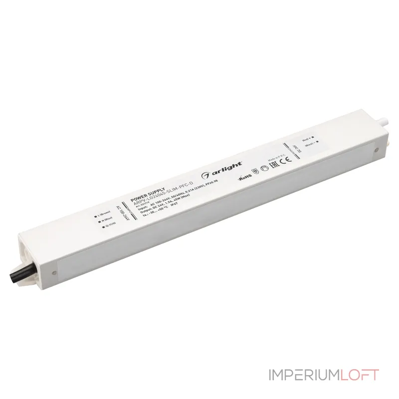 Arlight Блок питания ARPV-LG24045-SLIM-PFC-D 24В 1.9A 45Вт IP67 031719 Arlight Блок питания ARPV-LG24045-SLIM-PFC-D 24В 1.9A 45Вт IP67 031719