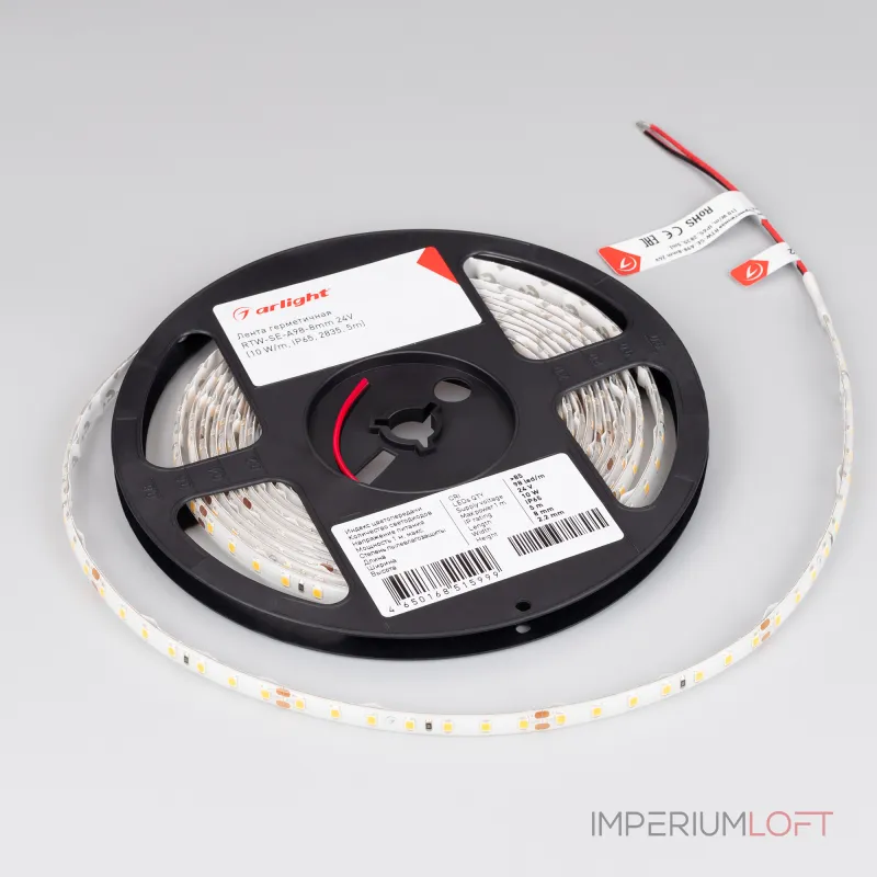 Arlight Лента герметичная RTW-SE-A98-8mm 24В White6000 10 В/м IP65 2835 5м 10 Вт/м IP65 021875(2)