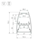 Arlight Профиль LINE-5075-U-HONEYCOMB-2000 BLACK Алюминий 044885