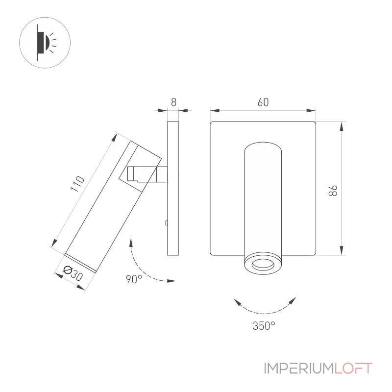 Светильник SP-READER-S60x86-3Вт Warm2700 BK 20 deg 230В Arlight IP20 052938