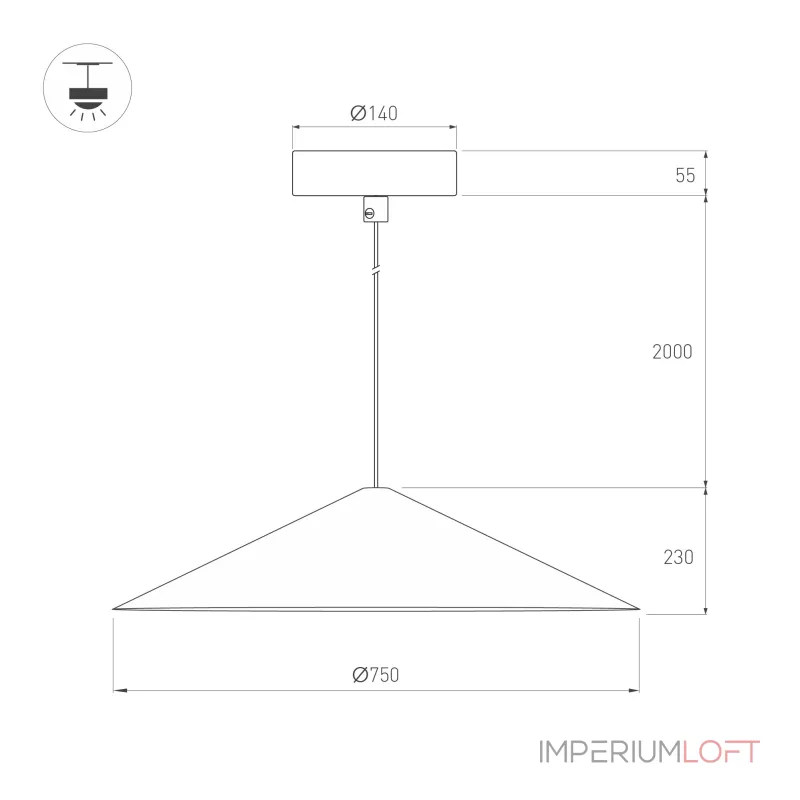 Arlight Светильник SP-MAKOTO-R750-14Вт Warm3000 WH 36 deg 230В TRIAC IP20 054409