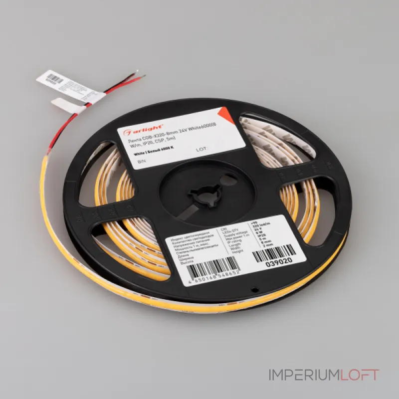 Arlight Лента COB-X320-8mm 24В White6000 8 В/м IP20 5м 039020(1)