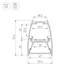 Arlight Профиль LINE-5075-U-HONEYCOMB-2000 BLACK Алюминий 044885