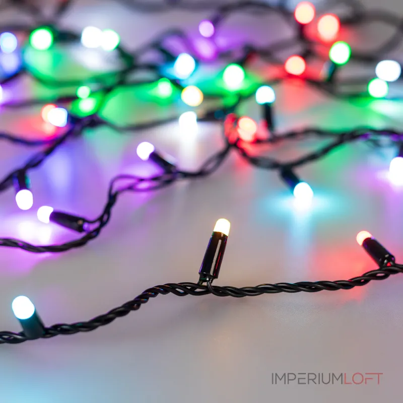 Arlight Светодиодная гирлянда ARD-STRING-CLASSIC-10000-BLACK-100LED-MILK-SYNC RGB 230В 6.5Вт Ardecoled IP65 028214
