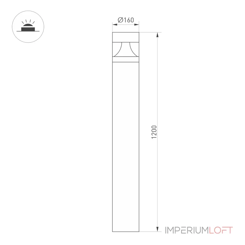 Arlight Светильник LGD-LANDMARK-BOLL-H1200-20Вт Warm3500-MIX GR 300 deg 230В IP65 047692