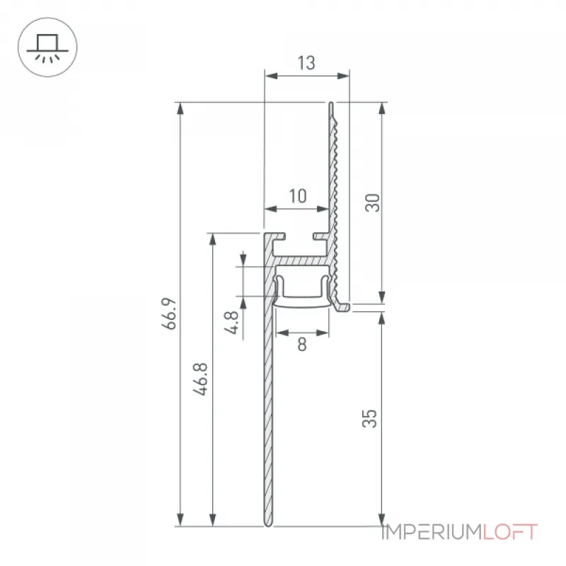 Профиль PLINTUS-FANTOM-BENT-H35-SIDE-2000 WHITE Arlight Алюминий 043675(1)