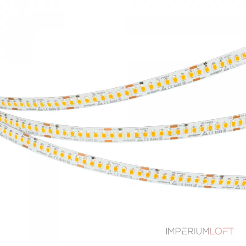 Лента UL-A200-10mm 24В Warm3500 20 В/м IP20 5м Arlight высок.эфф.150 лм/Вт 037225