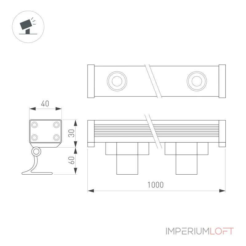 Линейный прожектор AR-LINE-1000-24Вт Warm3000 GR 15 deg 230В Arlight IP65 042178