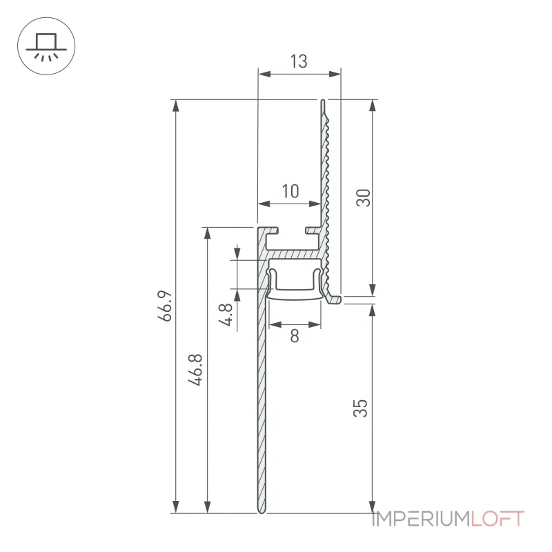 Профиль PLINTUS-FANTOM-BENT-H35-SIDE-2000 WHITE Arlight Алюминий 043675(1)