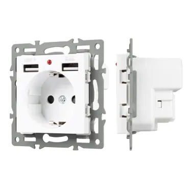 Arlight Механизм розетки с USB зарядкой SCT-MUAA-PL-WH 250В 16A 043733 Arlight Механизм розетки с USB зарядкой SCT-MUAA-PL-WH 250В 16A 043733