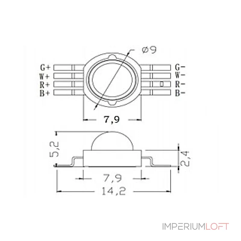 Arlight Мощный светодиод ARPL-4Вт-EPA-RGBW 350mA Emitter 020332