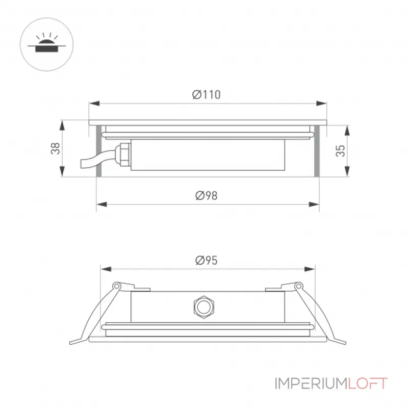Arlight Светильник ART-GROUND-SLIM-R110-6Вт Warm3000 SL 35 deg 24В IP67 038163 Arlight Светильник ART-GROUND-SLIM-R110-6Вт Warm3000 SL 35 deg 24В IP67 038163