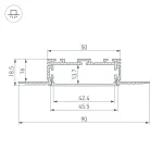 Arlight Профиль KLUS-POWER-W50H16-F-HIDE-2000 Алюминий 028917
