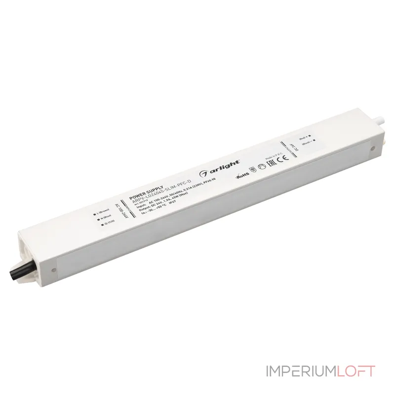 Arlight Блок питания ARPV-LG24045-SLIM-PFC-D 24В 1.9A 45Вт IP67 031719 Arlight Блок питания ARPV-LG24045-SLIM-PFC-D 24В 1.9A 45Вт IP67 031719