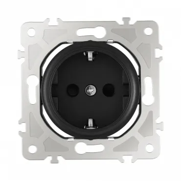 Розетка с заземлением и шторками, 16A 250V 202.40-1.black от ImperiumLoft
