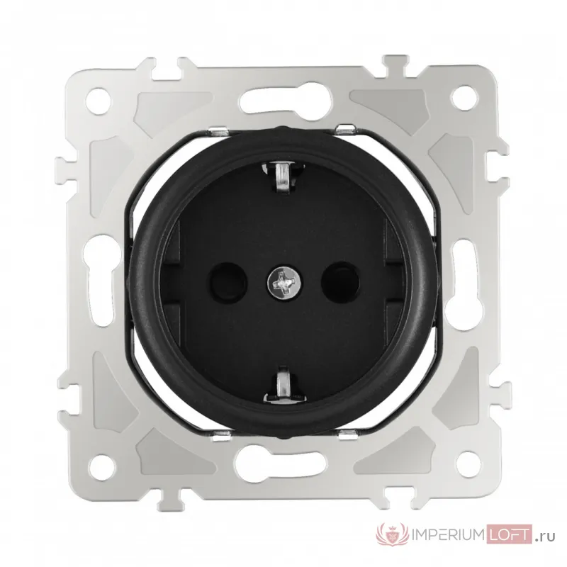 Розетка с заземлением и шторками, 16A 250V 202.40-1.black от ImperiumLoft