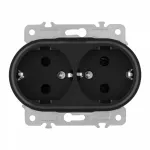 Розетка двойная с заземлением, 16A 250V 202.40-2.black