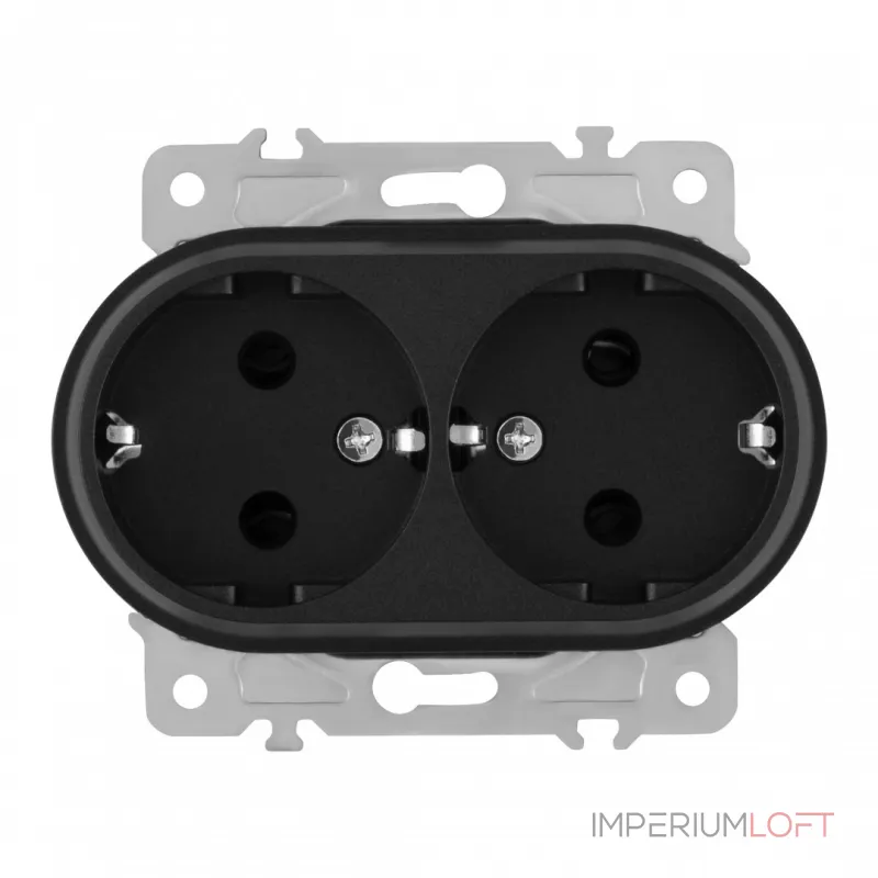Розетка двойная с заземлением, 16A 250V 202.40-2.black Розетка двойная с заземлением, 16A 250V 202.40-2.black