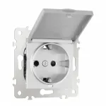 Розетка с заземлением, шторками и защитной крышкой, 16A 250V 203.41-1.silver от ImperiumLoft