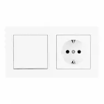 Выключатель одноклавишный с розеткой, заземлением, шторками Arte Milano SET06-2-30-1-40-1 White от ImperiumLoft