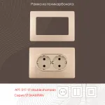 Розетка двойная с заземлением, 16A 250V 217.40-2.shampan