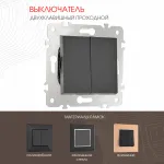 Выключатель двухклавишный проходной (на 2 направления), 10AX 250V 203.32-2.black от ImperiumLoft