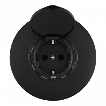 Розетка круглая с заземлением и шторками Arte Milano SET08-1-41-1 black