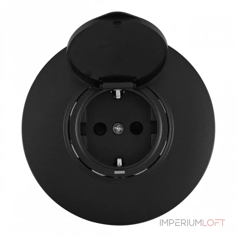 Розетка круглая с заземлением и шторками Arte Milano SET08-1-41-1 black