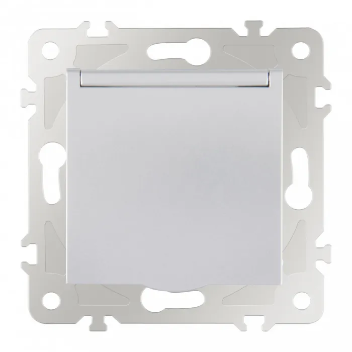 Розетка с заземлением, шторками и защитной крышкой, 16A 250V 203.41-1.silver от ImperiumLoft