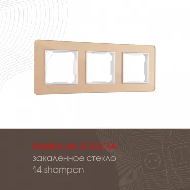 Рамка из закаленного стекла на 3 поста 503.14-3.shampan