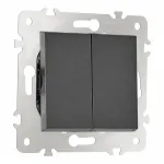 Выключатель двухклавишный проходной (на 2 направления), 10AX 250V 203.32-2.black от ImperiumLoft